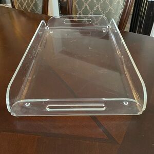 Postmodern Lucite/ Acrylic bar tray with built in handles.